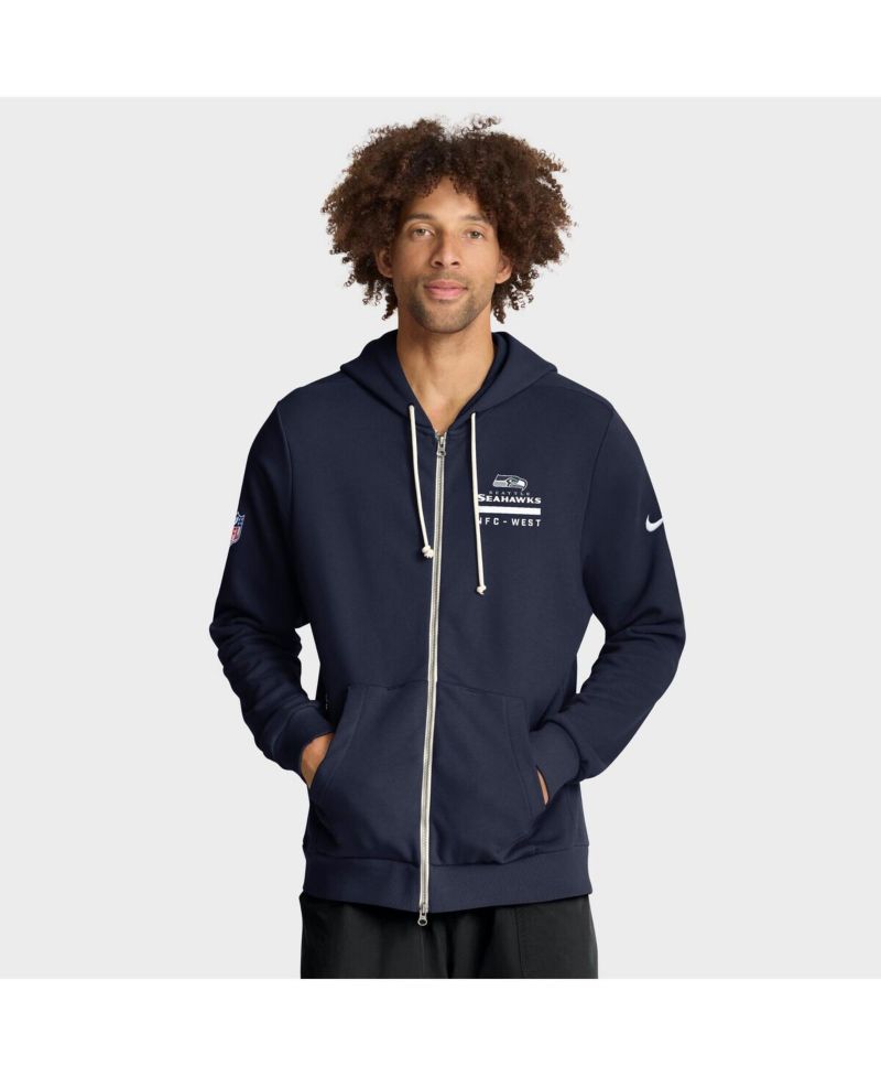 Men's College Navy Seattle Seahawks Sideline Utility Player Performance Full-Zip Hoodie