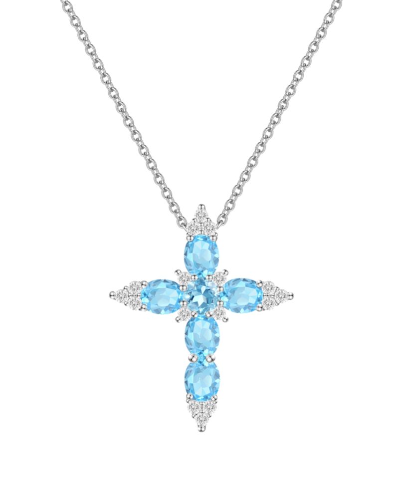 Multi-Gemstone Pendant Necklace in 14k Gold Over Sterling Silver (Also in Sterling Silver)