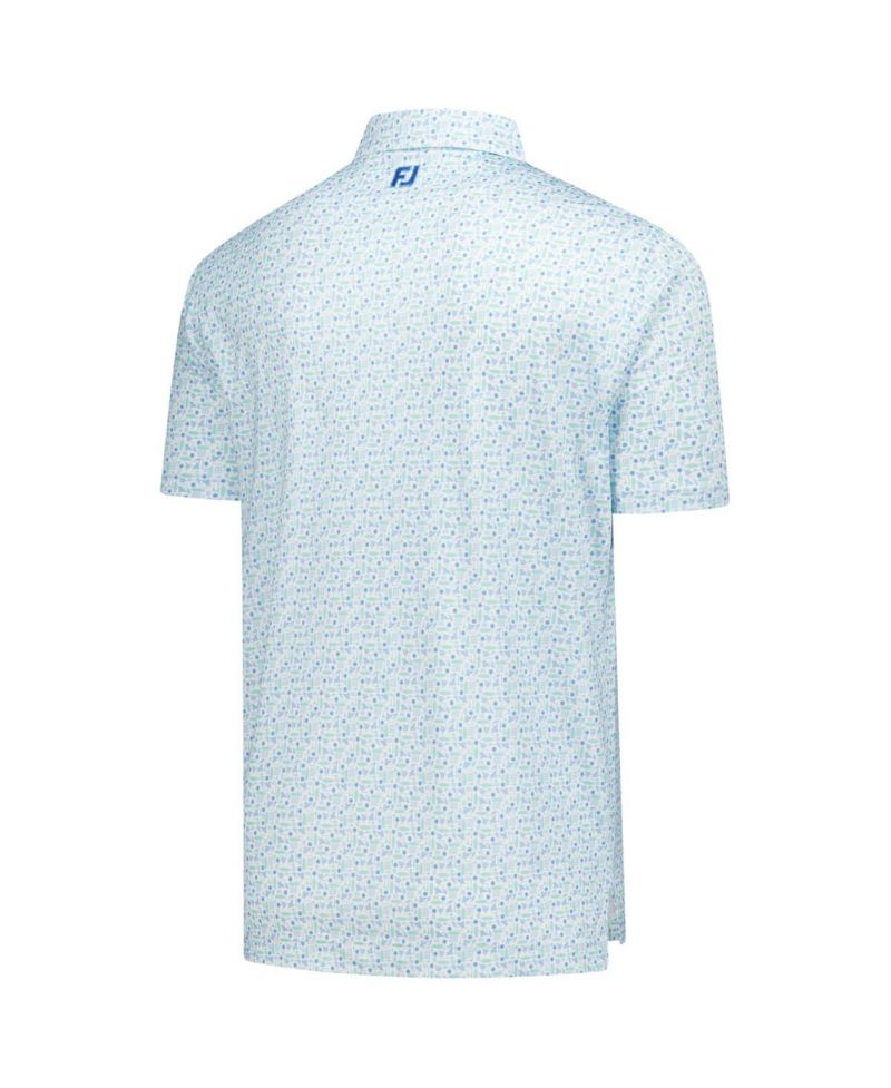 Men's Light Blue THE PLAYERS Surfs Up Print Lisle Polo Shirt