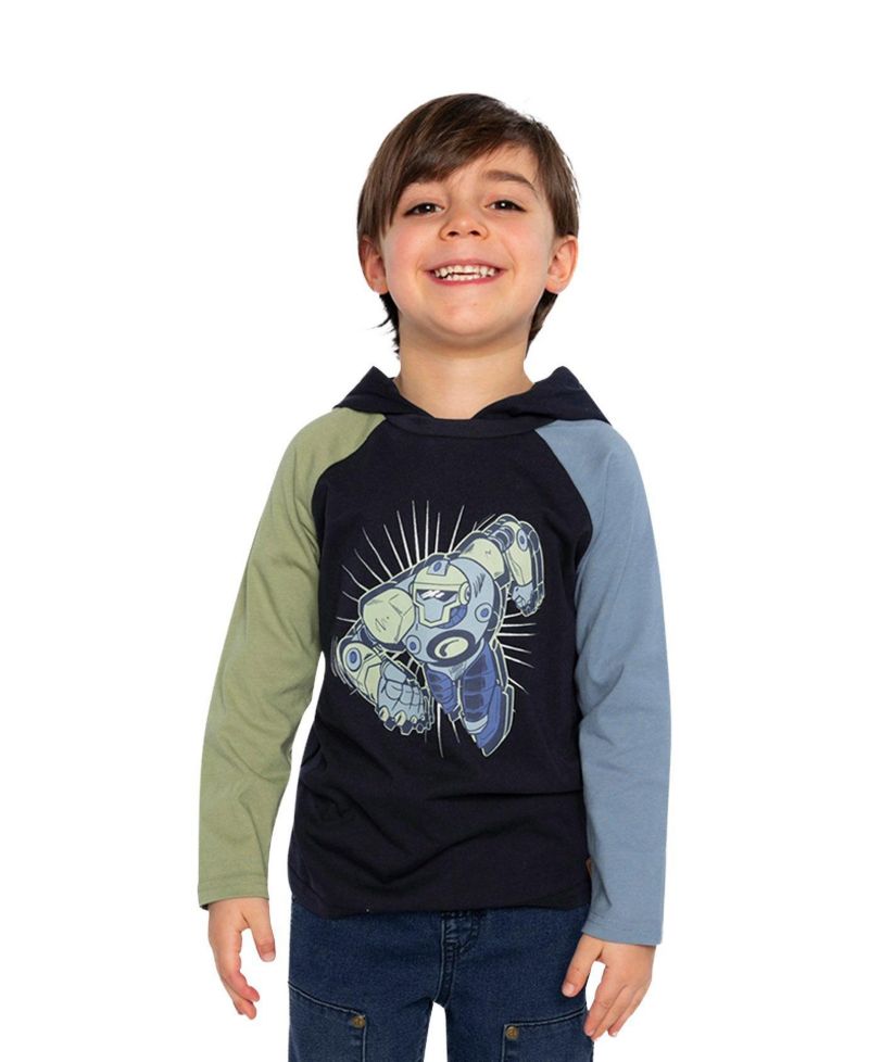 Little Boys 6- 12 Raglan Hooded T-Shirt
