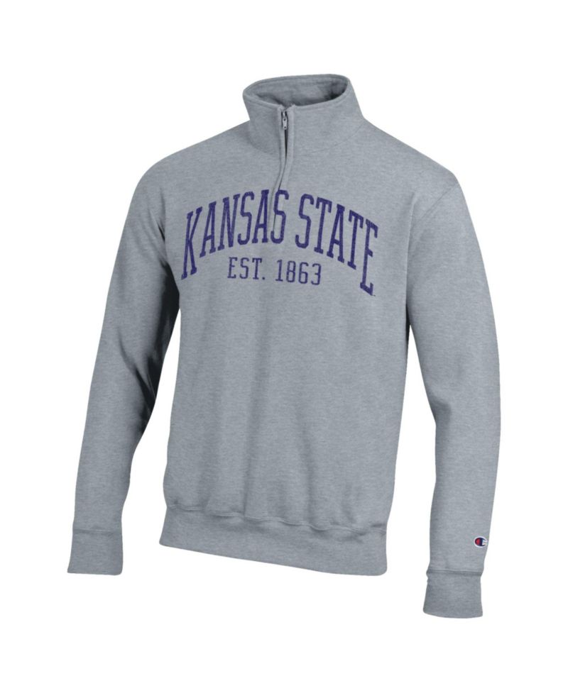 Men's Kansas State Wildcats Powerblend Mock-Collar Quarter-Zip Pullover Hoodie