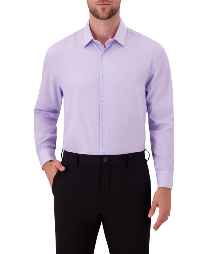 Men's 4-Way Geometric-Print Spread-Collar Woven Dress Shirt