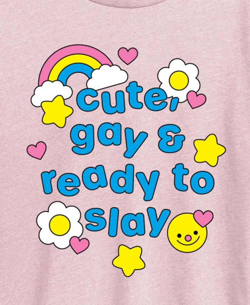 Plus Size Instant Message Pride Cute Gay Ready Slay Short-Sleeve Graphic T-Shirt