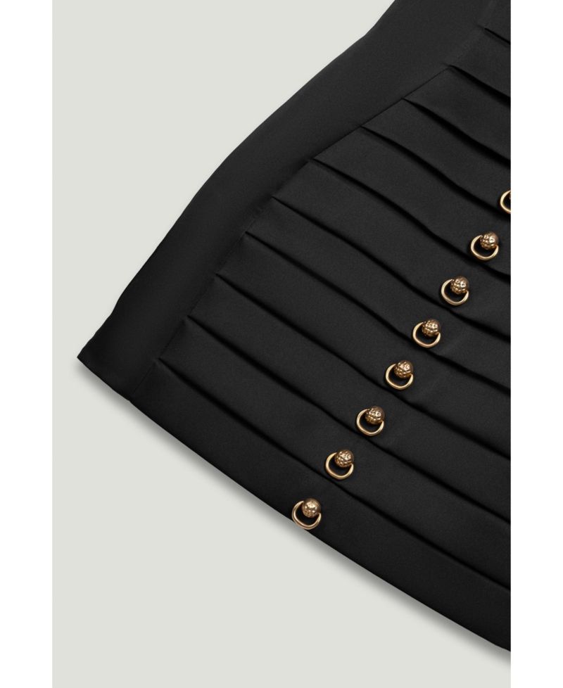 Women's Pleated Detail Embellished Mini Dress
