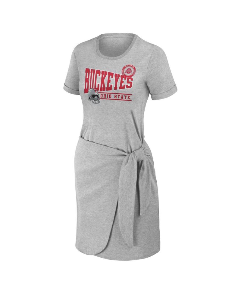 Women's Heather Gray Ohio State Buckeyes Knotted T-shirt Dress
