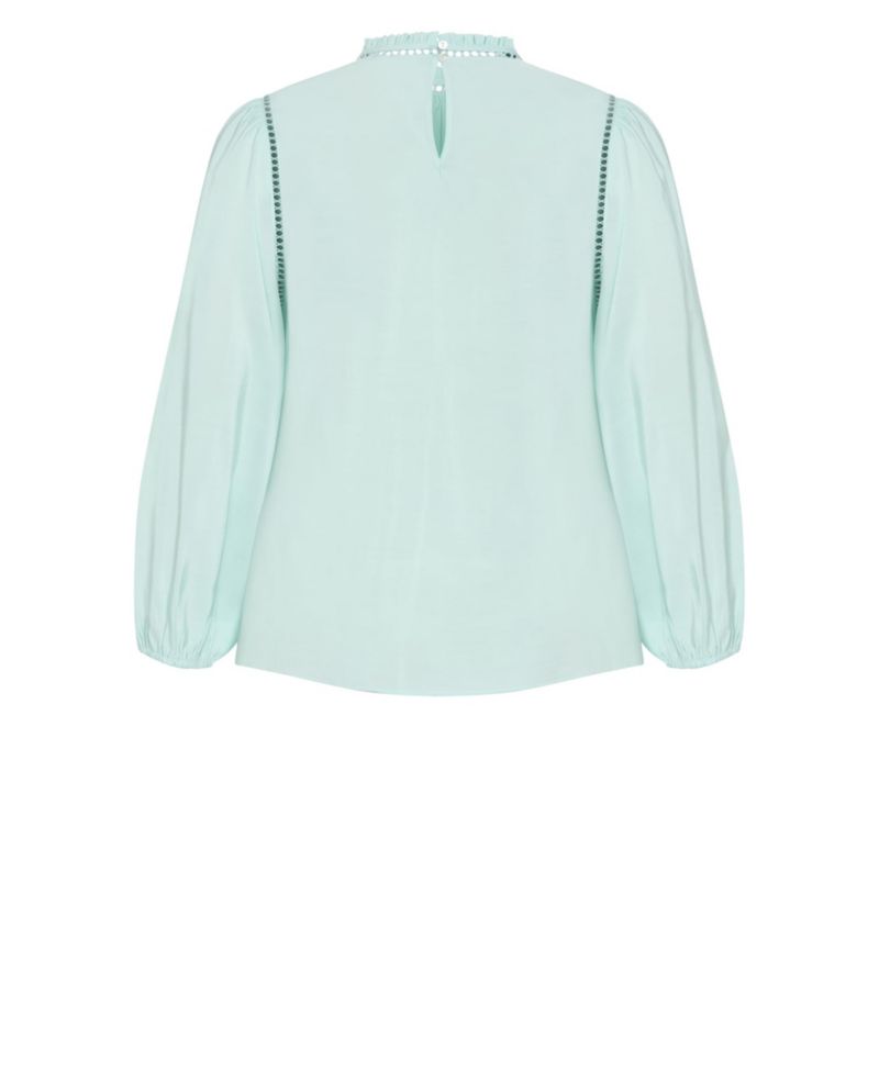 Plus Size Lorena Mock-Neck Ladder-Stitch Detail Top