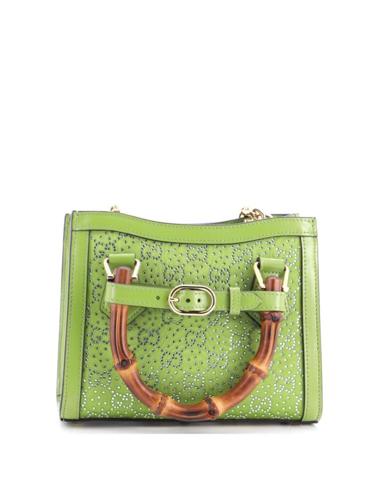 Mini Diana NM Bamboo Handle Tote Crystal Embellished GG Canvas