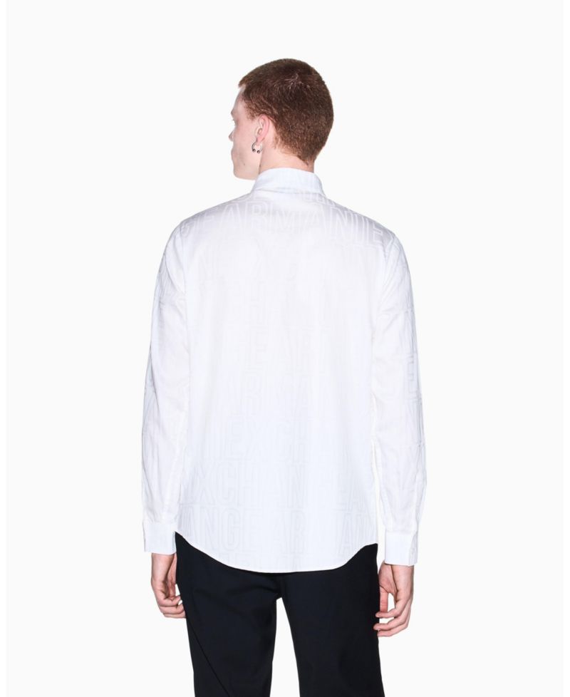Men's Cotton Jacquard All Over Logo Woven Shirt