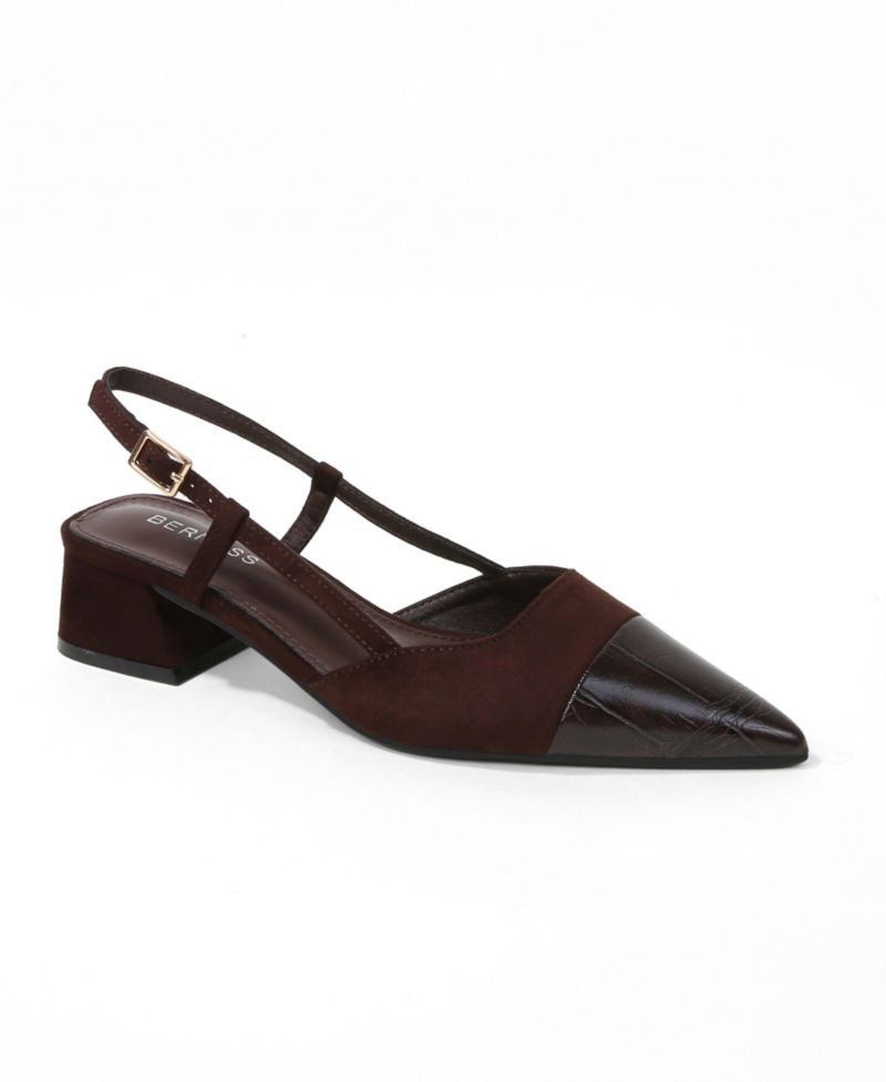 Women's Fay Croco Texture Toe Cap Low Block Heel Slingback