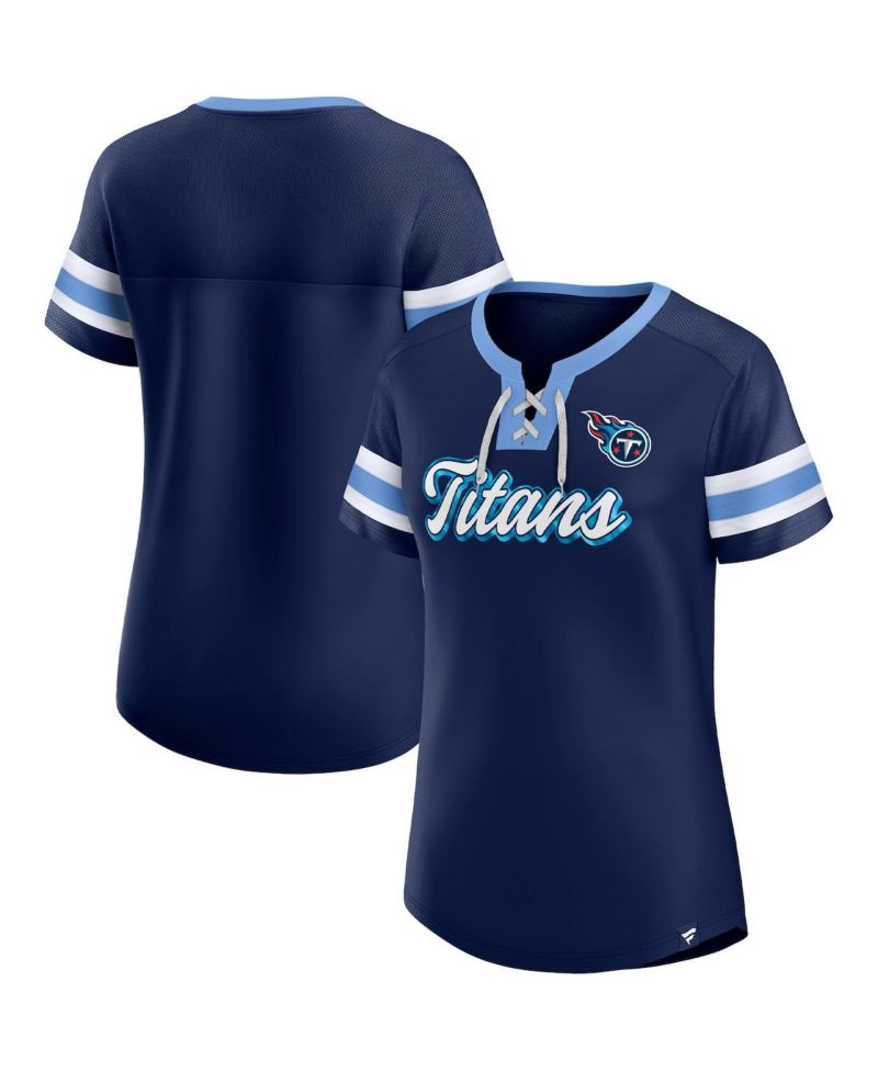 Women's Navy Tennessee Titans Original State Lace-Up T-shirt