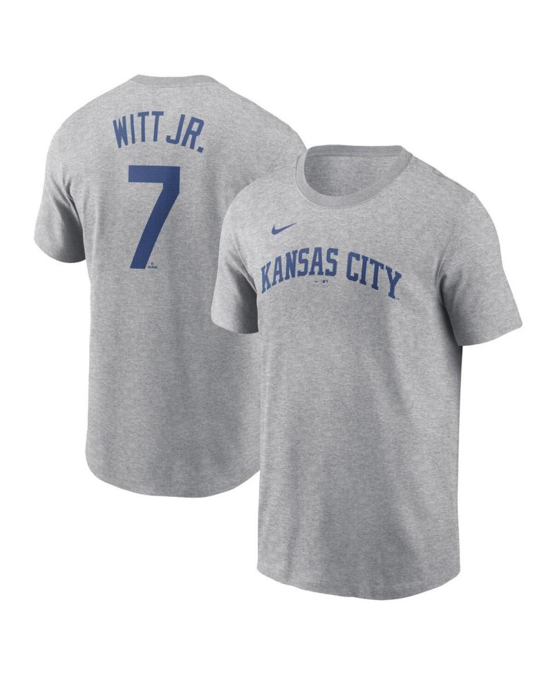 Men's Bobby Witt Jr. Gray Kansas City Royals Fuse Name & Number T-Shirt
