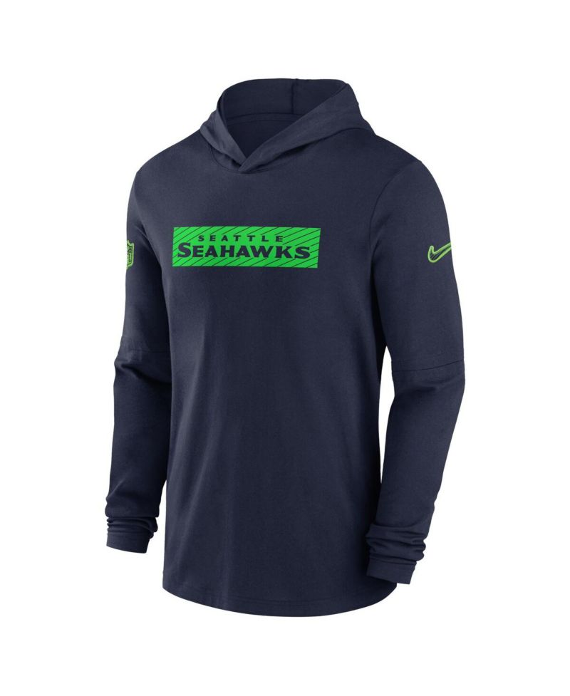 Men's College Navy Seattle Seahawks Sideline Hoodie Performance Long Sleeve T-Shirt
