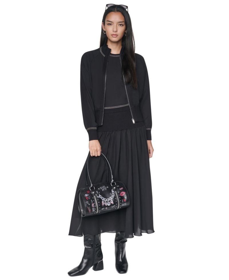 Women's Lightweight Mixed-Media Contrast-Stitch Jacket