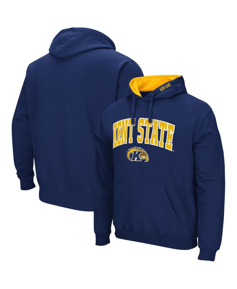 Men's Navy Kent State Golden Flashes Arch and Logo Pullover Hoodie