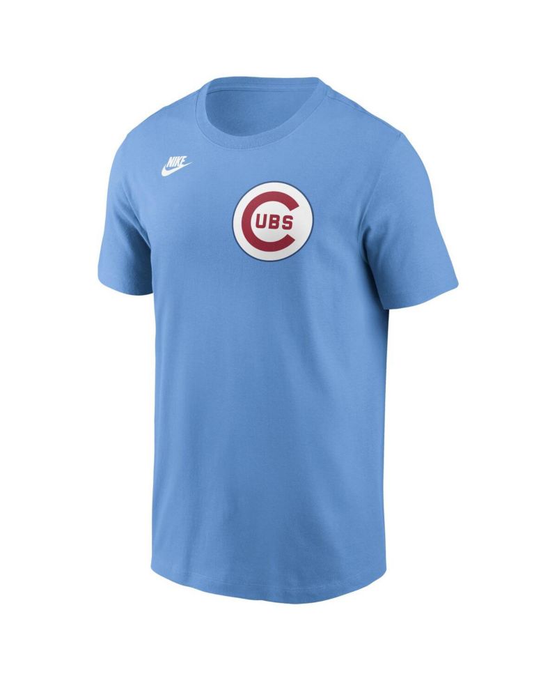 Men's Light Blue Chicago Cubs Cooperstown Wordmark T-Shirt