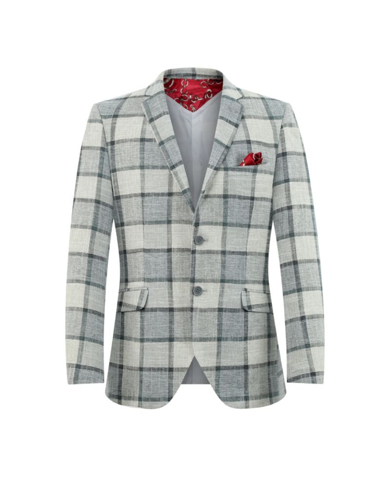 Boys Slim Fit Plaid Blazer