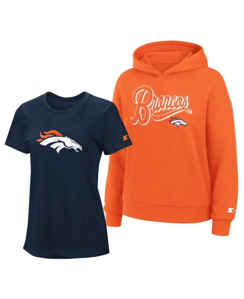 Women's Navy/Orange Denver Broncos Hoodie & T-Shirt Combo Pack