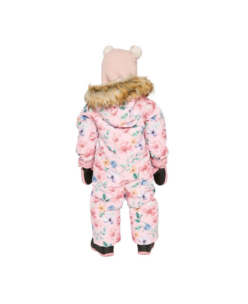 Baby Girls One Piece Snowsuit Adapted for Car Seats Floral Print