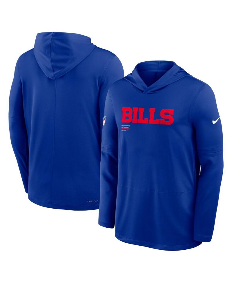 Men's Royal Buffalo Bills Big & Tall Sideline Performance Long Sleeve Hoodie T-Shirt