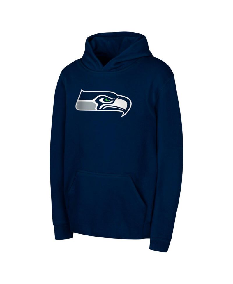 Big Boys and Girls College Navy Seattle Seahawks Team Logo Pullover Hoodie