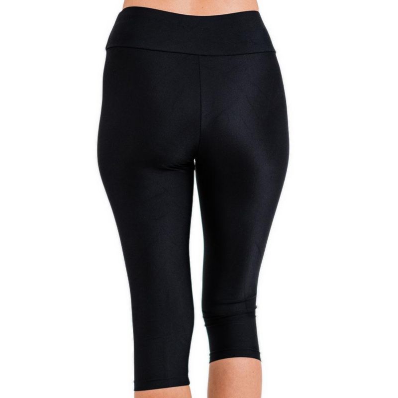 Women's High Waisted Chlorine Resistant Capri Swim Leggings
