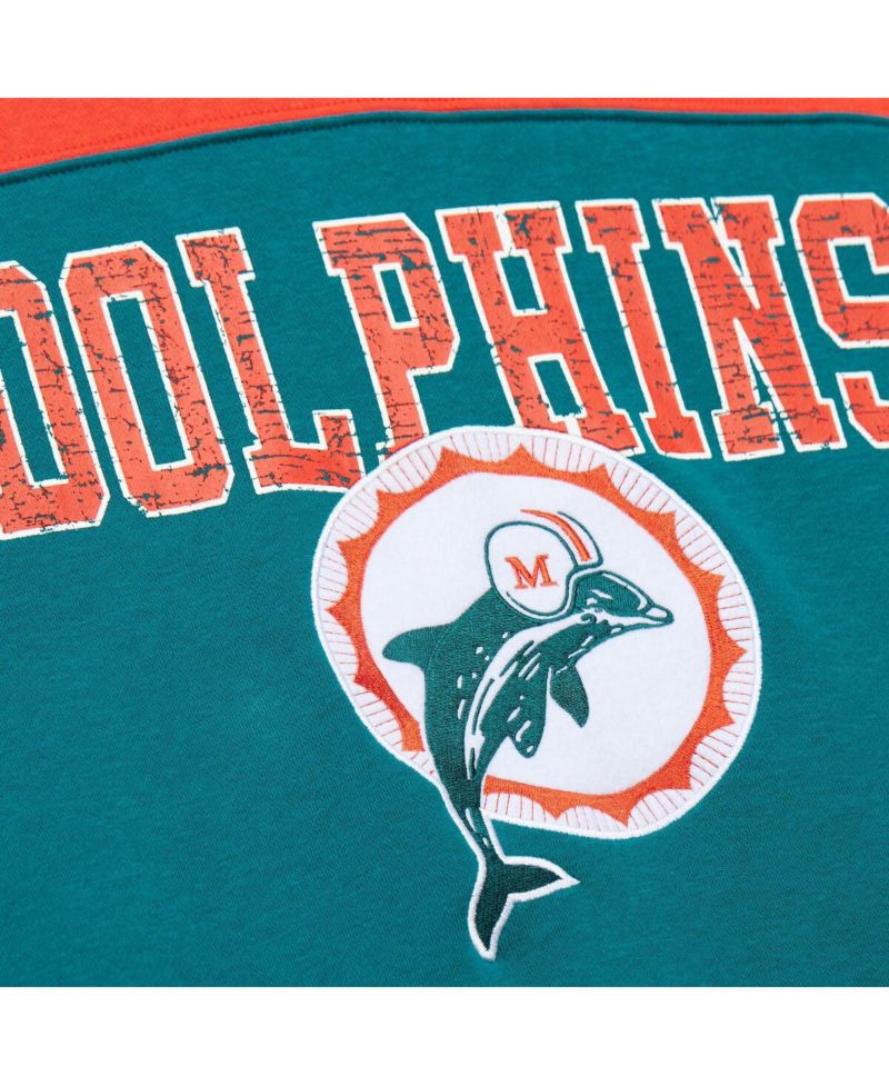 Men's Aqua Miami Dolphins Off Field Vintage-like Logo Short Sleeve Pullover Hoodie