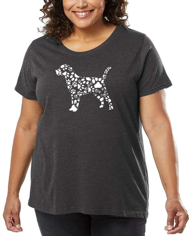 Plus Size Dog Paw Prints Art T-Shirt