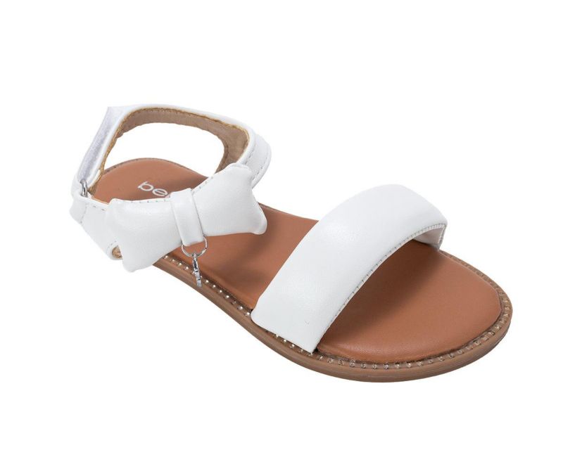 Little Girls Girl's Fashion Sandals - Dressy Shoes with Puffy Bow and Hanging Logo Charm
