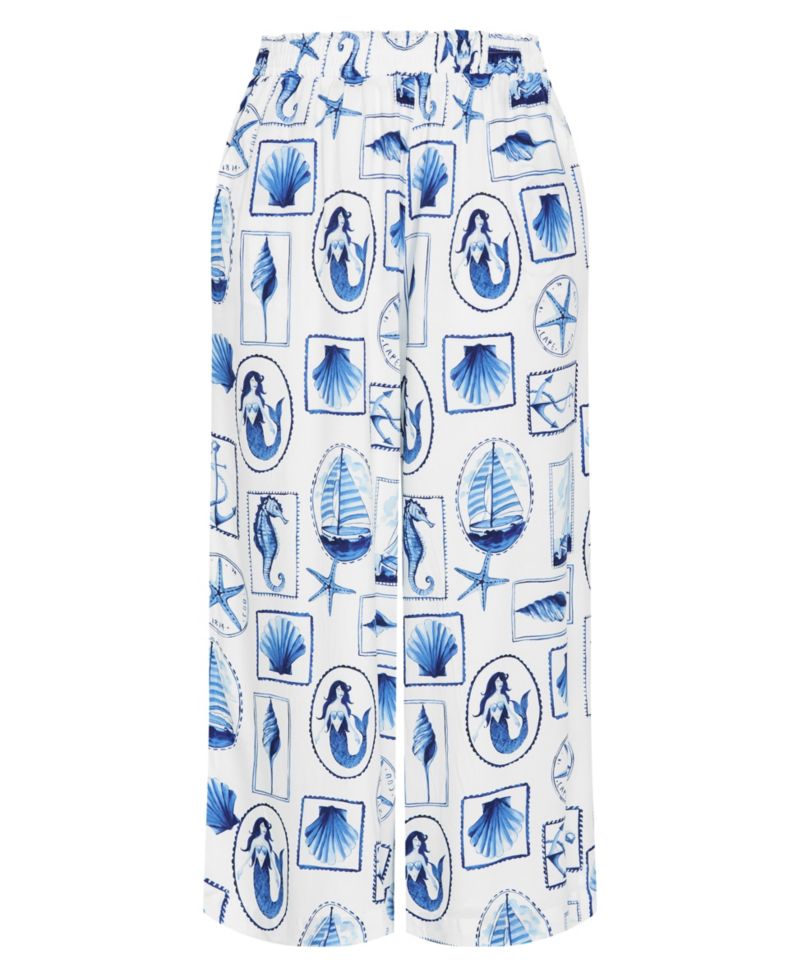 Plus Size Liana Amalfi Print High-Rise Wide-Leg Pants