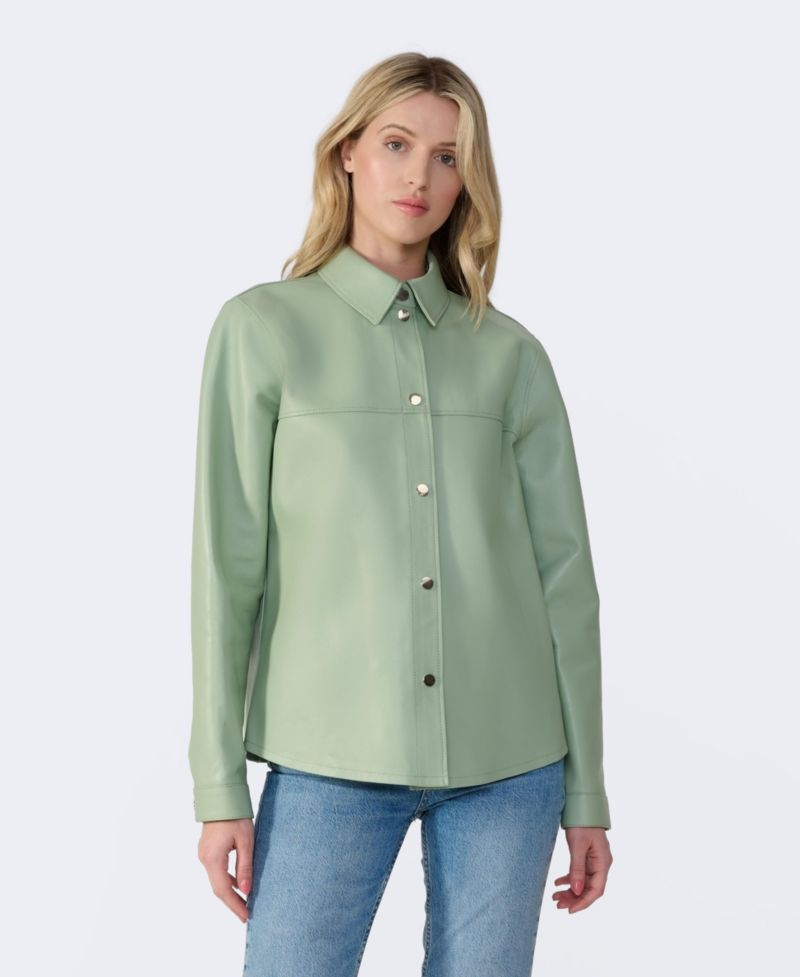 Women's Frankie Leather Shirt Jacket