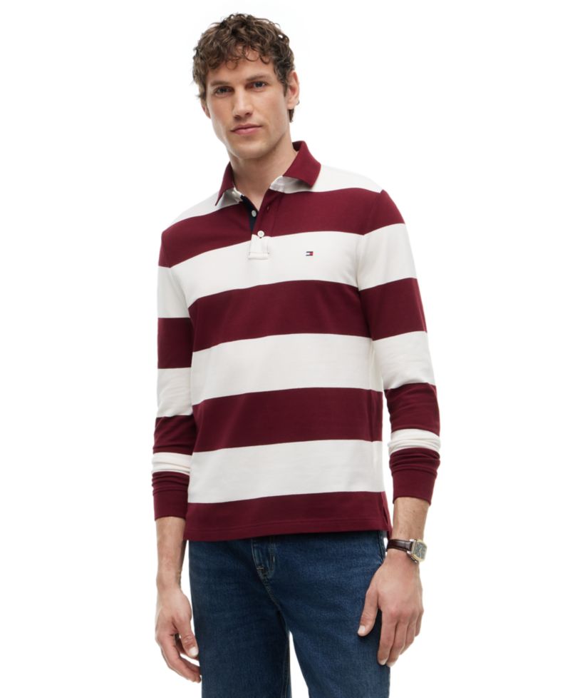 Men's Striped Classic Rugby Polo Shirt