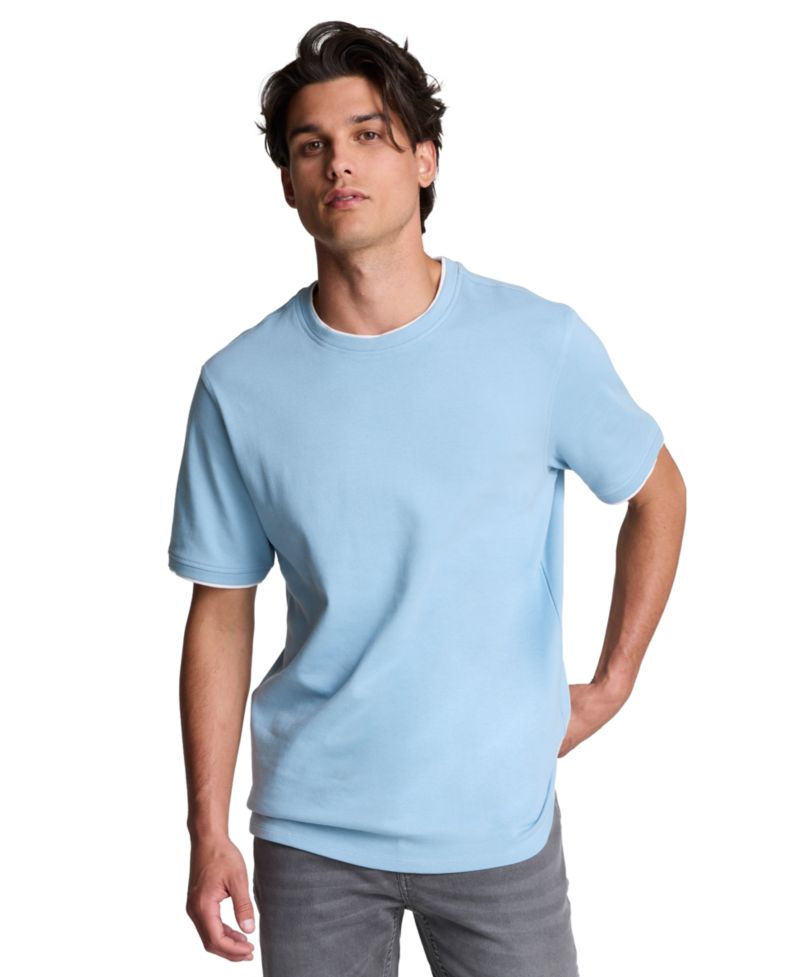 Men's Double Collar Classic-Fit Crewneck T-Shirt