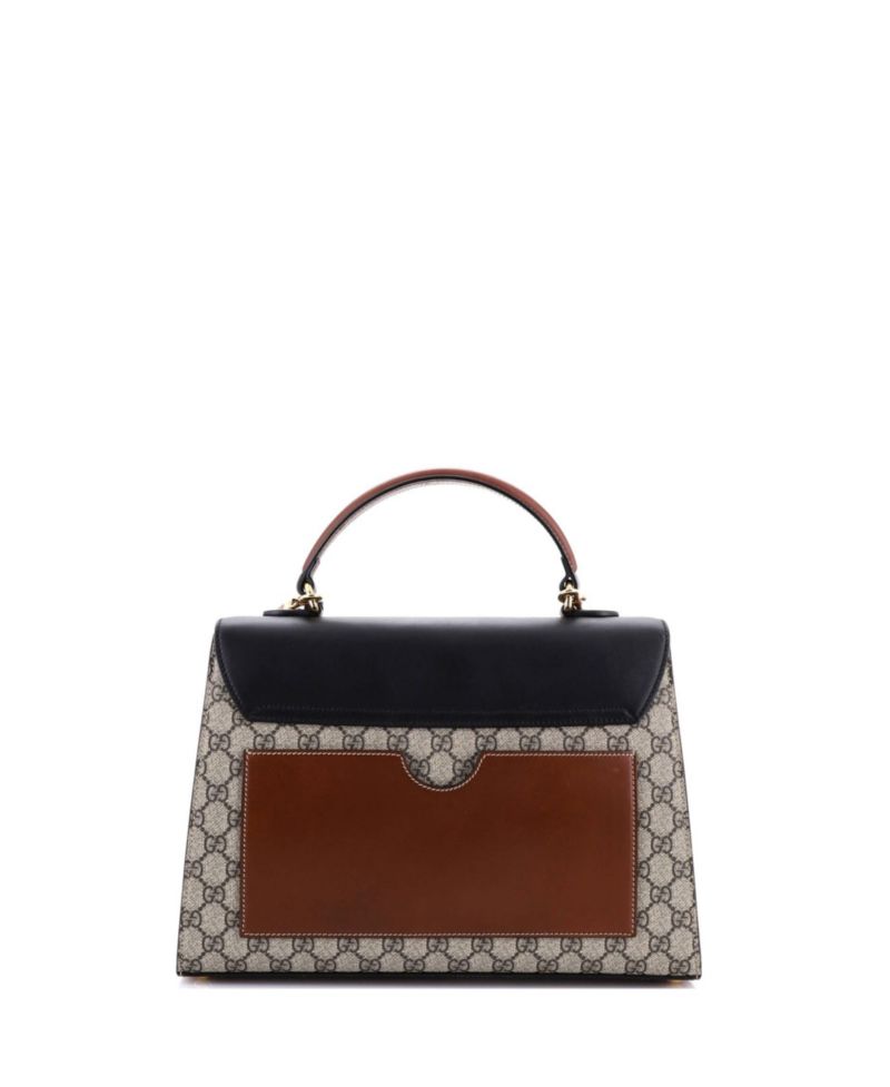 Medium Padlock Top Handle Bag GG Coated Canvas and Leather