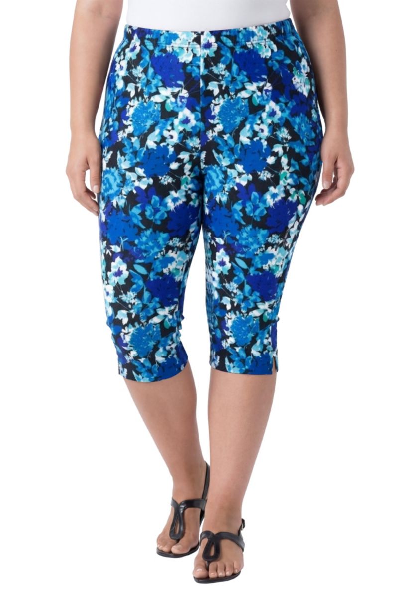 Women's Within Stretch-Cotton Knit Pull-On Printed Capri Leggings