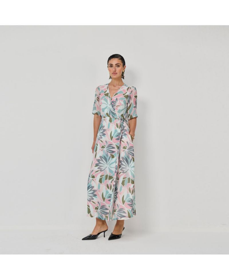 Women's Floral Print A-Line Wrap Maxi Dress