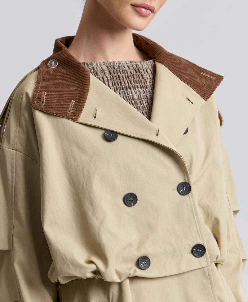 Women's Buton-Front Short Trench Coat