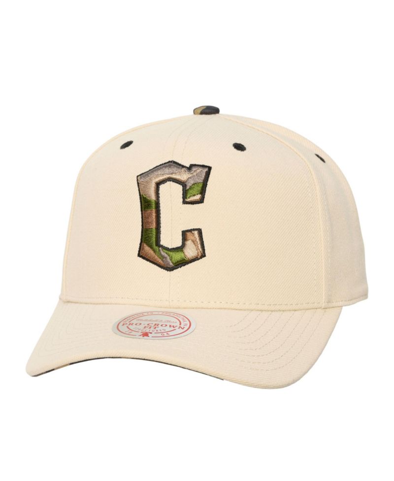 Men's and Women's Cream Cleveland Guardians Camo Logo Pro Crown Snapback Hat