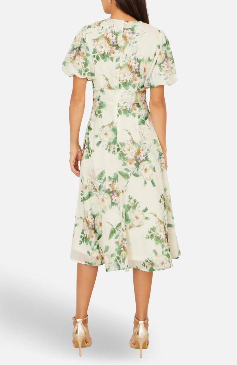 Women's Floral Front Tie Detail Tea Dress