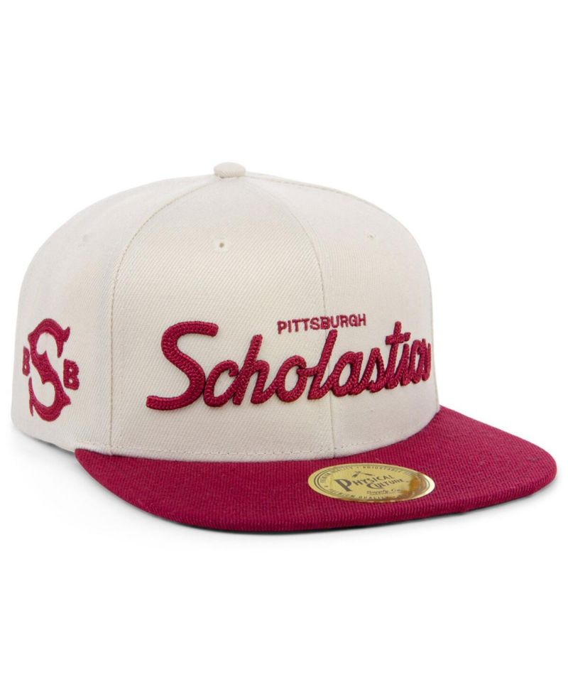 Men's Cream Scholastic Athletic Association Black Fives Snapback Adjustable Hat