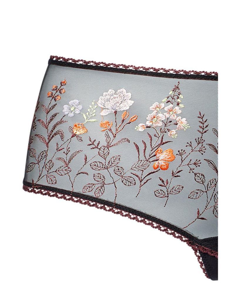 Women's Floral Print Sheer Embroidered Panty Lace Cheeky Underwear