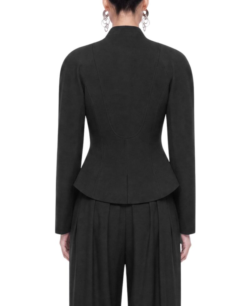 Women's Double-Breasted Stand Collar Peplum Jacket