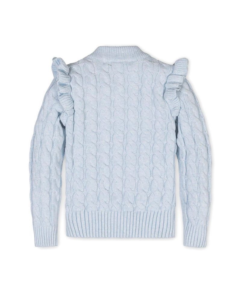 Hope and Henry Little and Big Girls' Organic Long Sleeve Mock Neck Sweater with Ruffle
