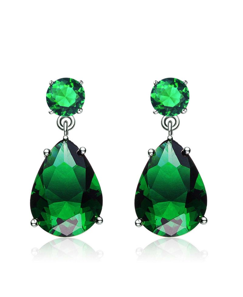 Radiant Sterling Silver White Gold Plated CZ Drop Earrings