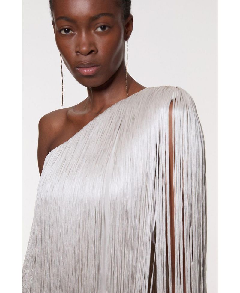 Women's One-Shoulder Fringe Mini Dress