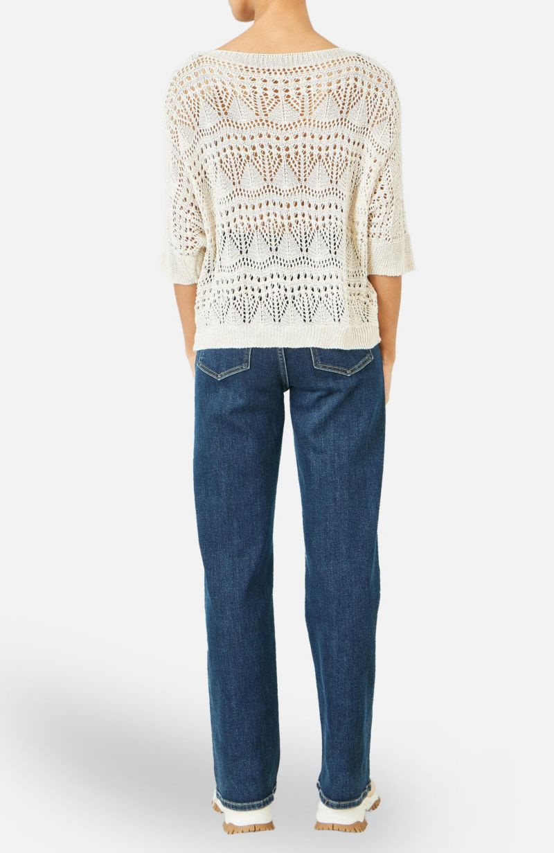 Women's Cotton Mix Relaxed Fit Pointelle Jumper