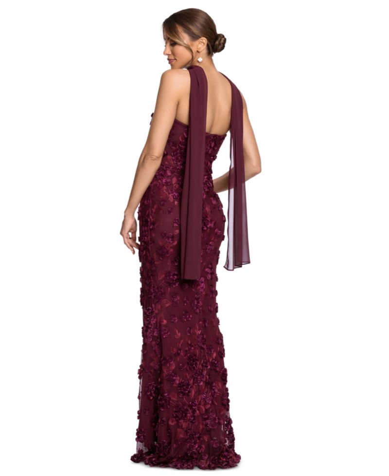 Women's Strapless Floral Power-Mesh Gown