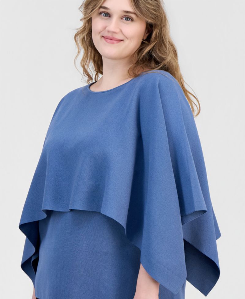 Petite Boat Neck Sweater Cape Top