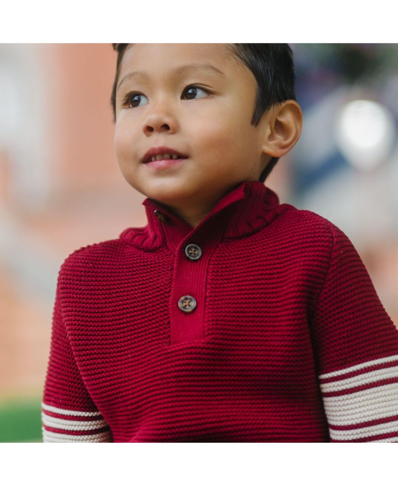 Baby Boys Hope and Henry Long Sleeve Mock Neck Raglan Sweater with Kanga Pocket