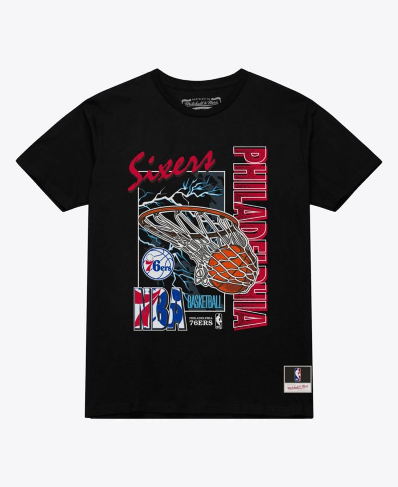 Men's Black Philadelphia 76ers Lightning Swish T-Shirt