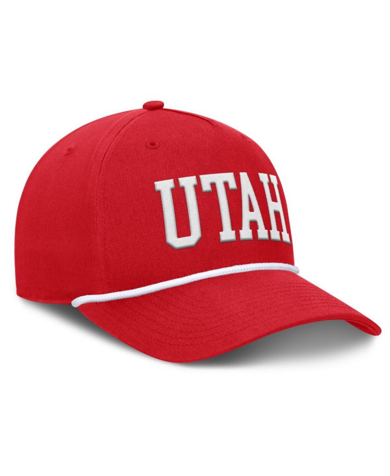 Men's Red Utah Utes Foul Ball Rope Adjustable Hat